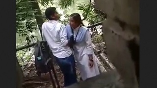 Indian college sweetheart gets intimate outdoors with a hidden observer