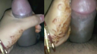 A recently married wife enjoys herself with a firm penis