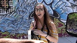 Debauched brunette Charlie Stevens enjoys crawling in an air dick about to motor