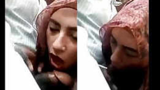 Arab woman in hijab performs oral sex in a vehicle