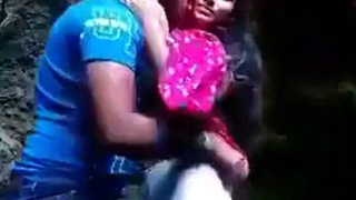 Young lovers' outdoor romance captured in explicit footage