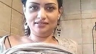 Confidential video of a sad girl with exposed nipples