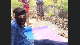 Sizzling romance caught on outdoor surveillance footage