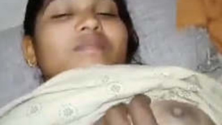 A girl pleasuring herself with her boyfriend by fucking and sucking her tight white pussy