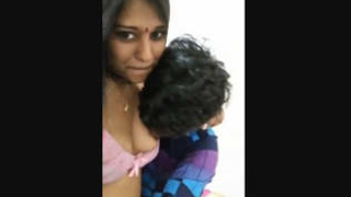 Indian woman with large breasts gives messy oral pleasure to her partners