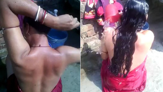 Indian aunt's bath recorded