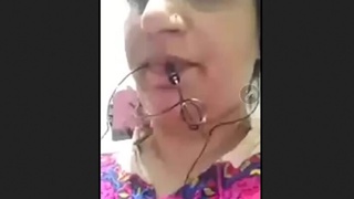 Aunty flaunts her assets on video chat