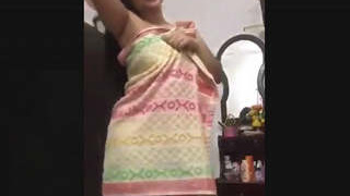 Beautiful woman feels sensual post-bath