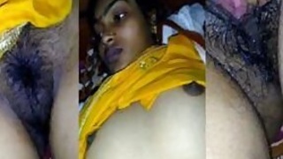 The shy Indian exposed the pretty lady's hairy pussy