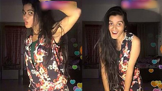 Tara Shukla performs a dance, revealing her cute brunette features and alluring thighs