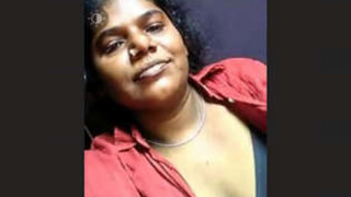Indian woman reveals her large breasts during a video chat