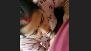 Indian wife gives oral sex and bathes during intimate session
