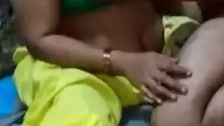 Indian aunt with big tits has sex outdoors with her public security guard