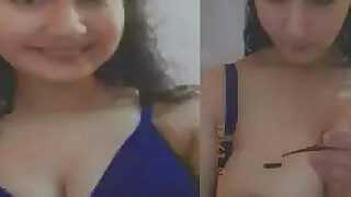 Seducing Paki girl with big topless boobs