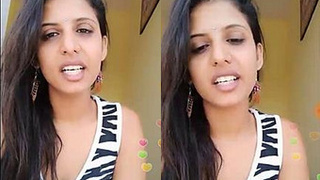 Beautiful Indian woman broadcasts in the morning with lovely bosom