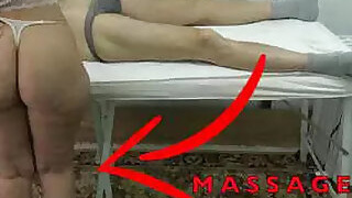 The maid masseuse with the big ass let me lift her dress, touched her pussy with my fingers while she massaged my cock!