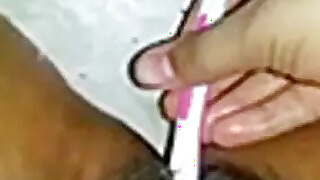 Horny pussy and ass girl with a toothbrush Video
