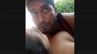 Aroused couple discovered having sex in secluded outdoor area