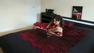 Jill's Indian spouse discovered viewing adult content in a crimson saree